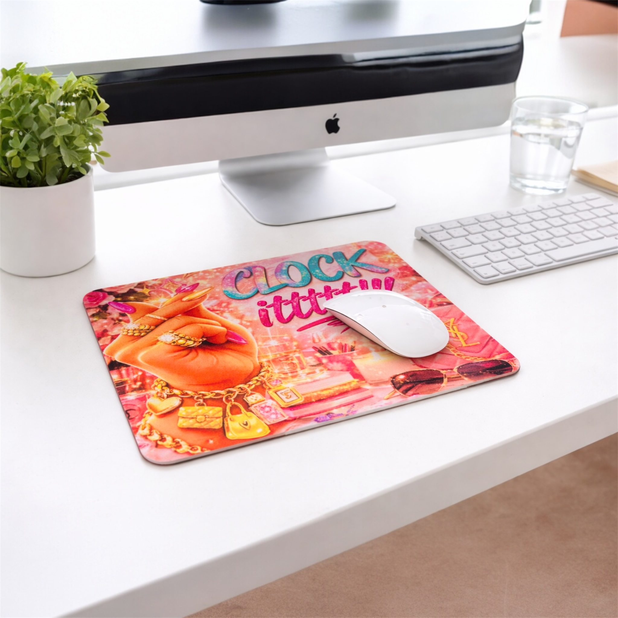 Clock It Square Mousepad