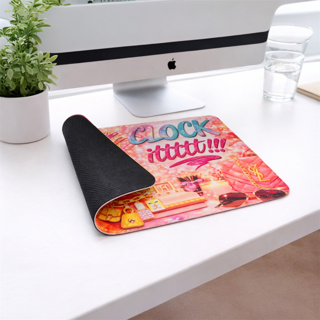 Clock It Square Mousepad