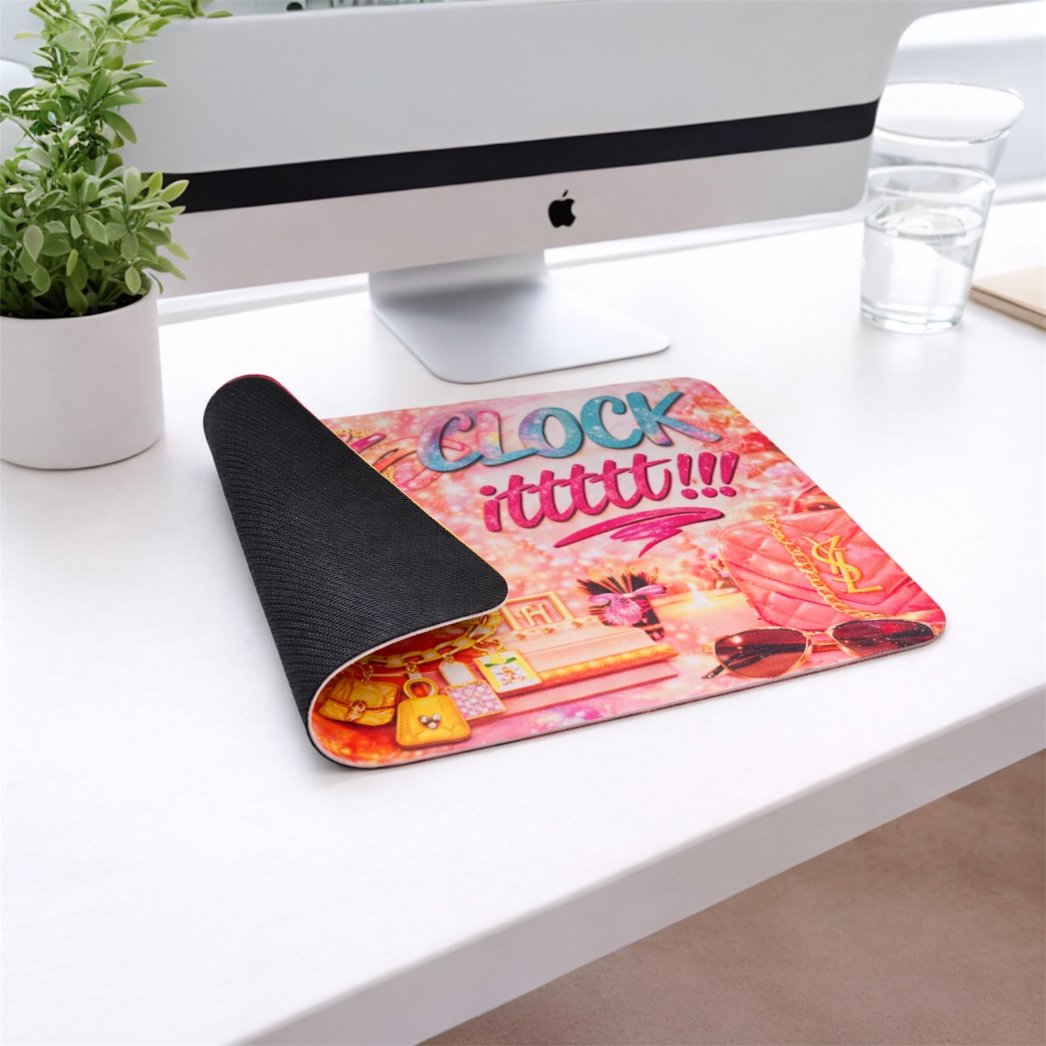 Clock It Square Mousepad