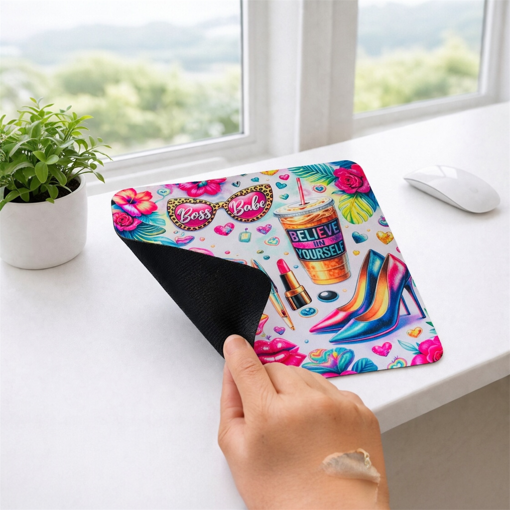 Girl Boss Square Mousepad