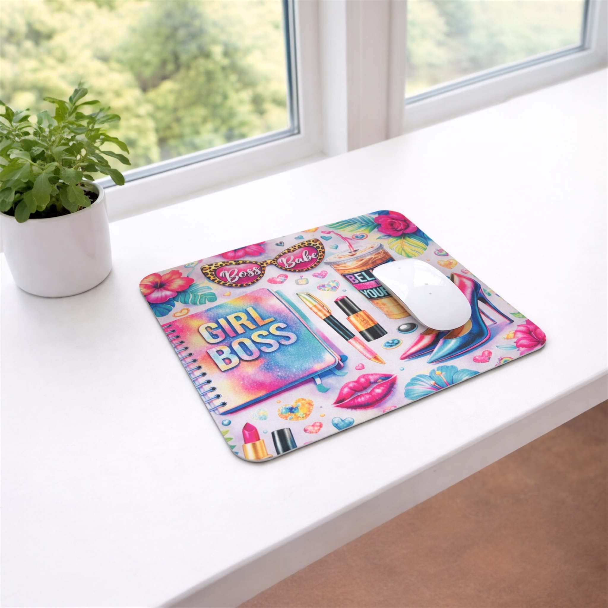 Girl Boss Square Mousepad