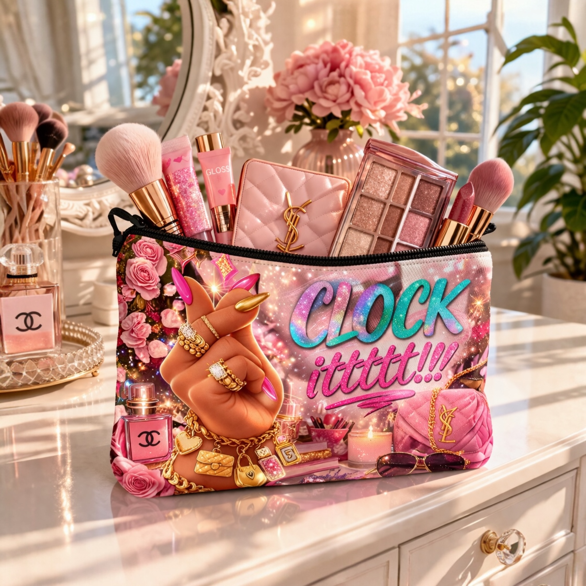 Clock It zipper Bag